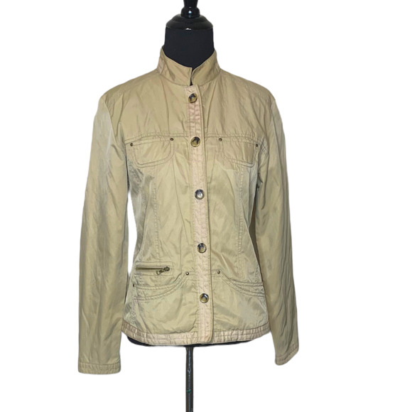 Chico's beige long sleeves buttoned summer jacket size small - Picture 1 of 6
